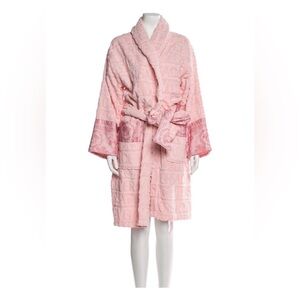 BRAND NEW Pink I Love Baroque Versace logo-embossed cotton bath robe